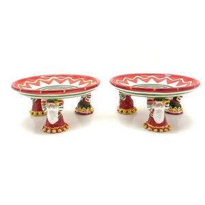 House of Lloyd Christmas Santa Pedestal Plate Set of 2